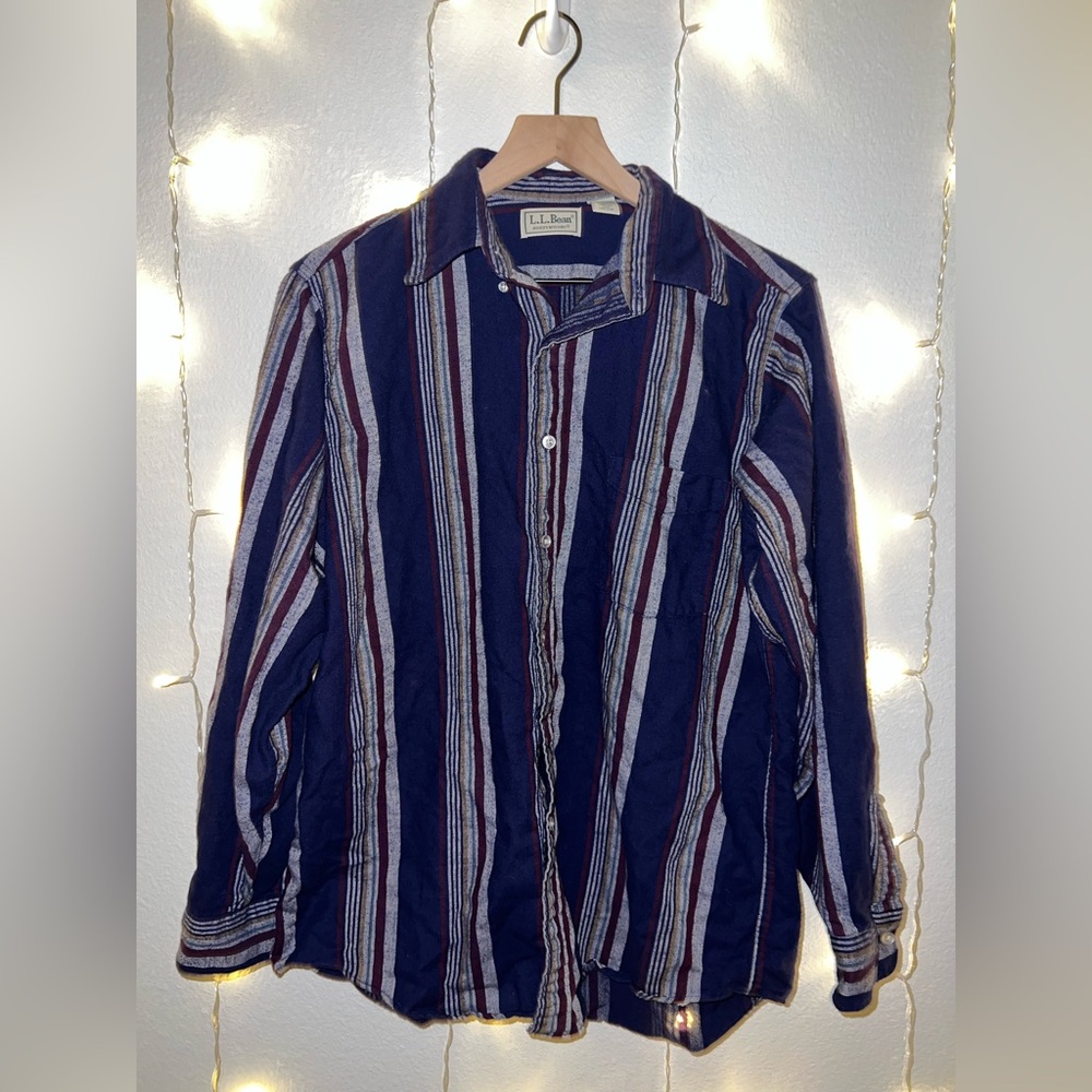 Men’s LL Bean Northwoods Button Up | Medium | 100% Cotton Long Sleeve Shirt